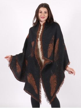 Reversible Soft Feather Patterned Scarf w/ Fringe